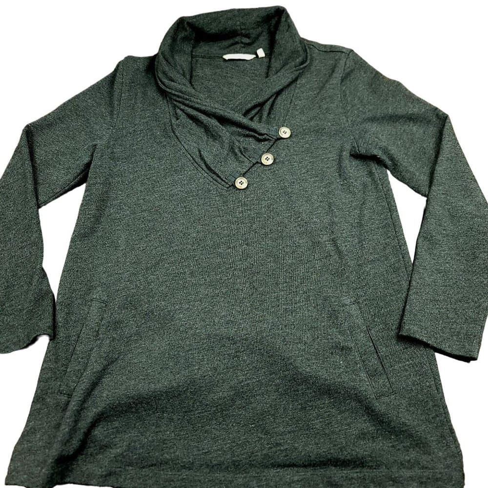 Soft‎ Surroundings Womens M Shirt Dark Gray Westminster Pockets Tunic Sweatshirt